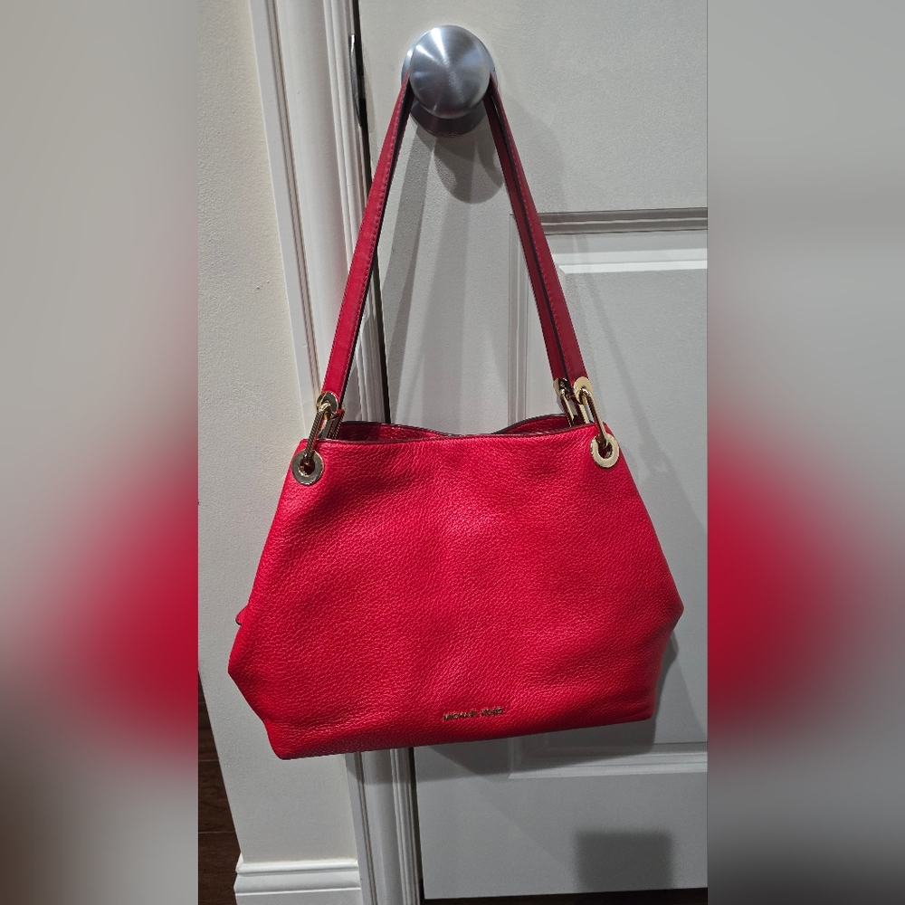 Michael Kors 'Raven' Red Leather Shoulder Bag